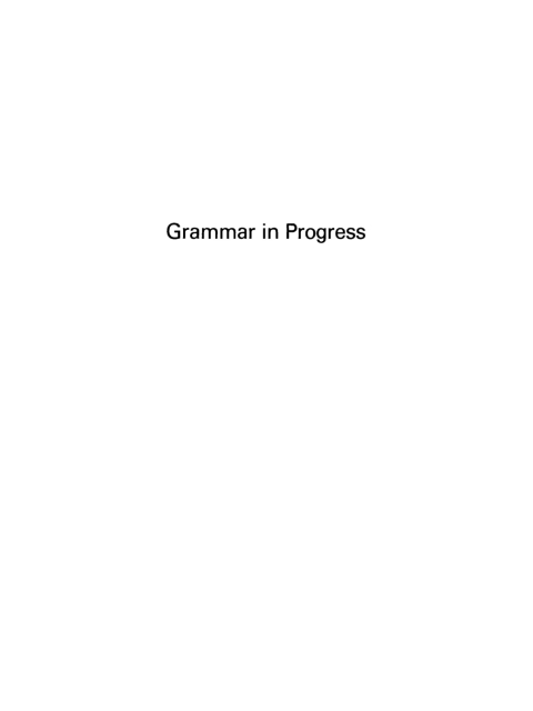 Cover image for book Grammar in Progress