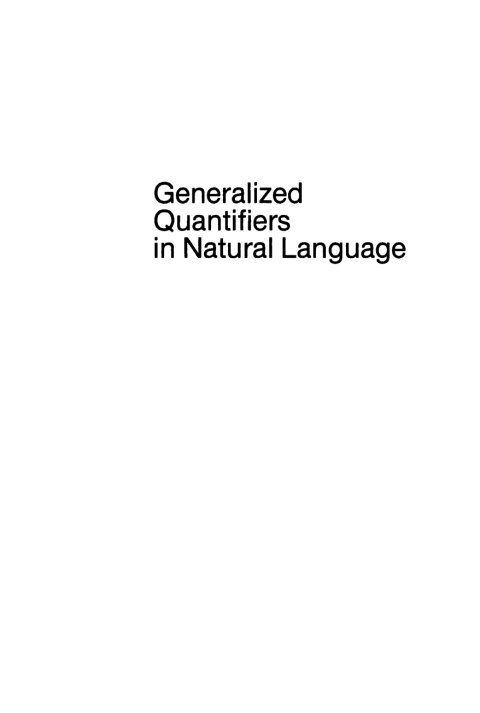 Cover image for book Generalized Quantifiers in Natural Language