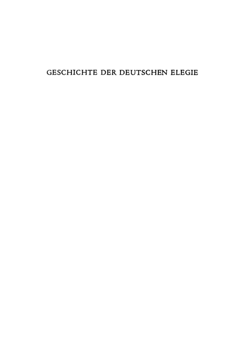 Cover image for book Geschichte der deutschen Elegie