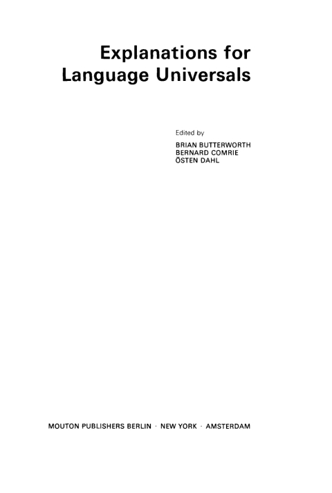 Cover image for book Explanations for Language Universals