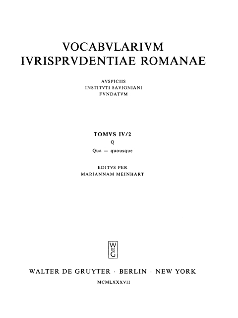 Cover image for book Qua - quousque