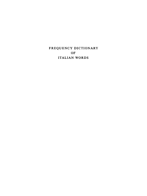 Cover image for book Frequency dictionary of Italian words