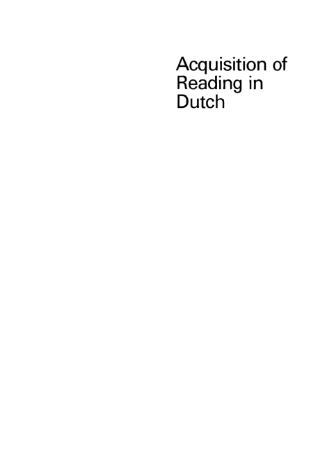 Cover image for book Acquisition of Reading in Dutch