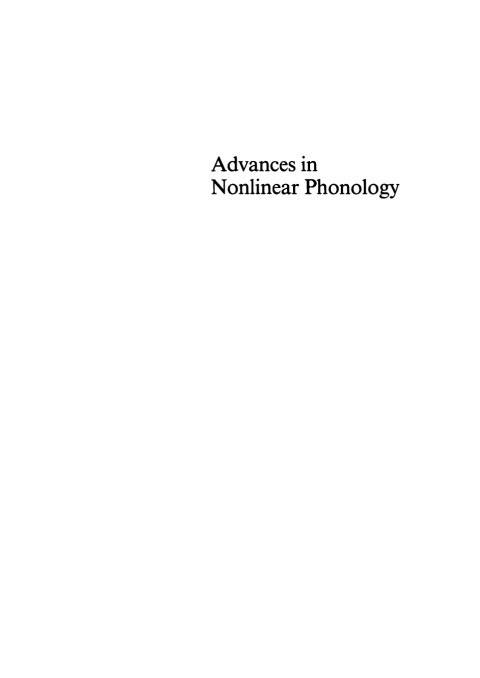 Cover image for book Advances in Nonlinear Phonology