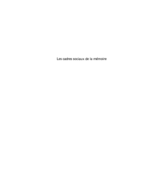 Cover image for book Les cadres sociaux de la mémoire