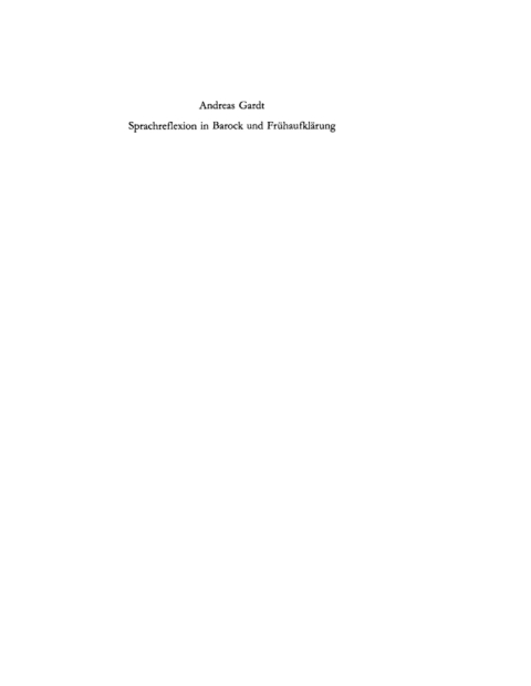 Cover image for book Sprachreflexion in Barock und Frühaufklärung