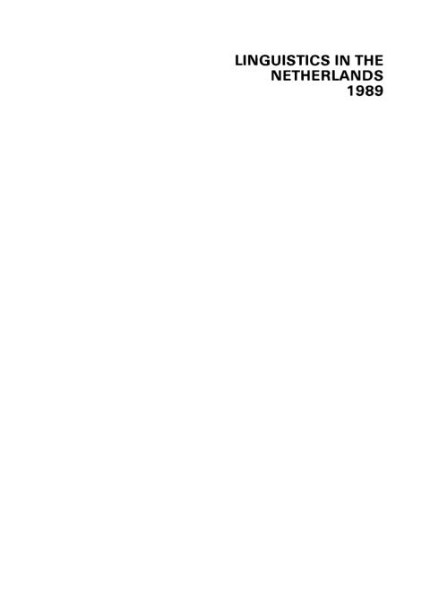 Cover image for book Linguistics in the Netherlands 1989
