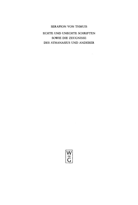 Cover image for book Serapion von Thmuis