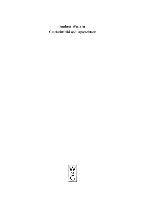 Cover image for book Geschichtsbild und Apostelstreit