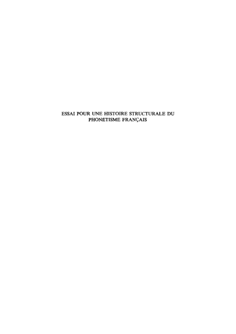 Cover image for book Essai pour une histoire structurale du phonétisme français