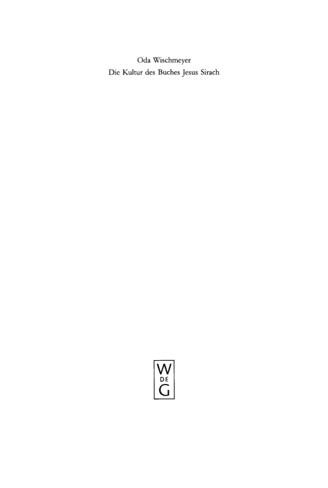 Die Kultur des Buches Jesus Sirach 