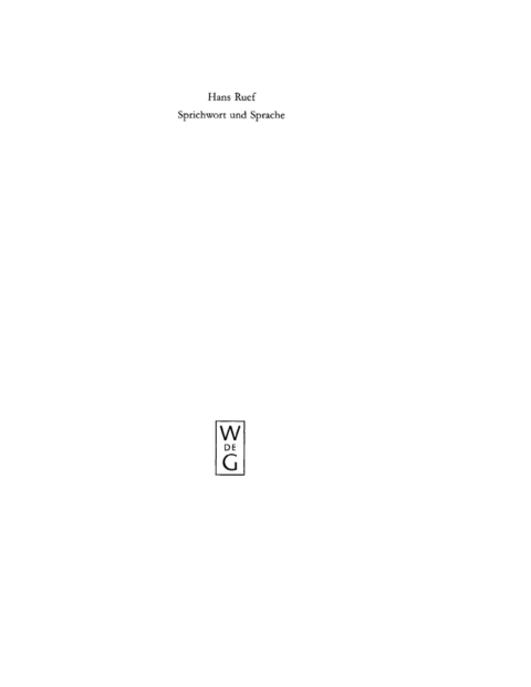 Cover image for book Sprichwort und Sprache