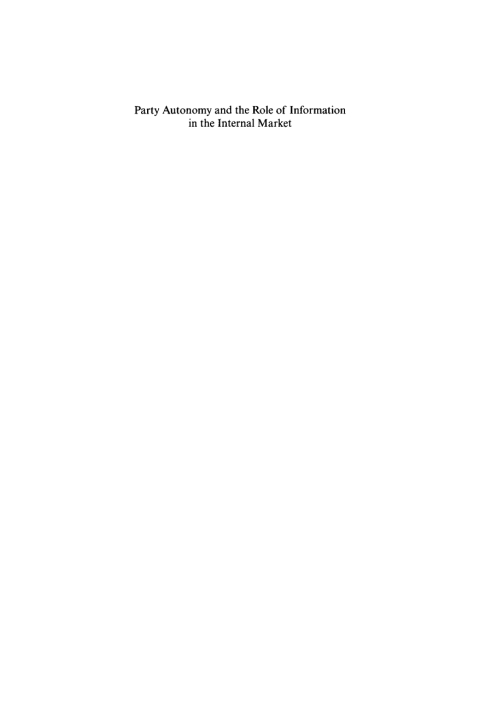 Cover image for book Party Autonomy and the Role of Information in the Internal Market