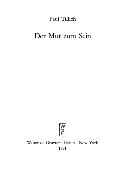 Cover image for book Der Mut zum Sein