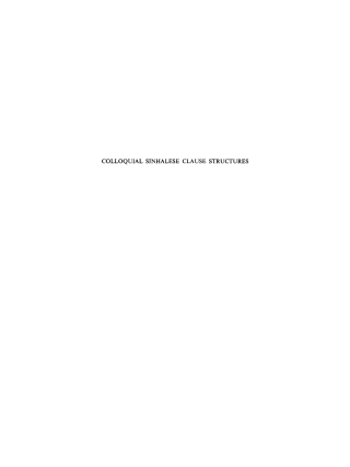 Colloquial Sinhalese Clause Structures