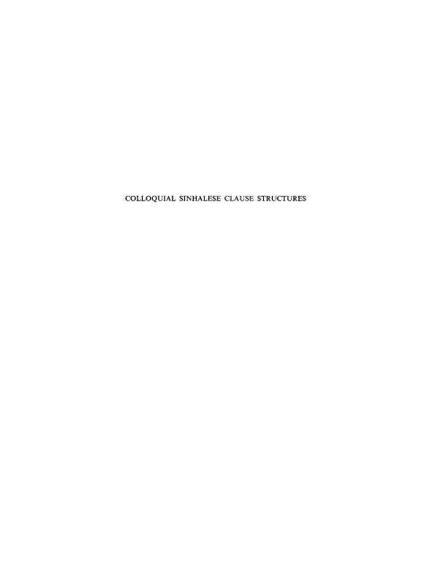 Cover image for book Colloquial Sinhalese Clause Structures