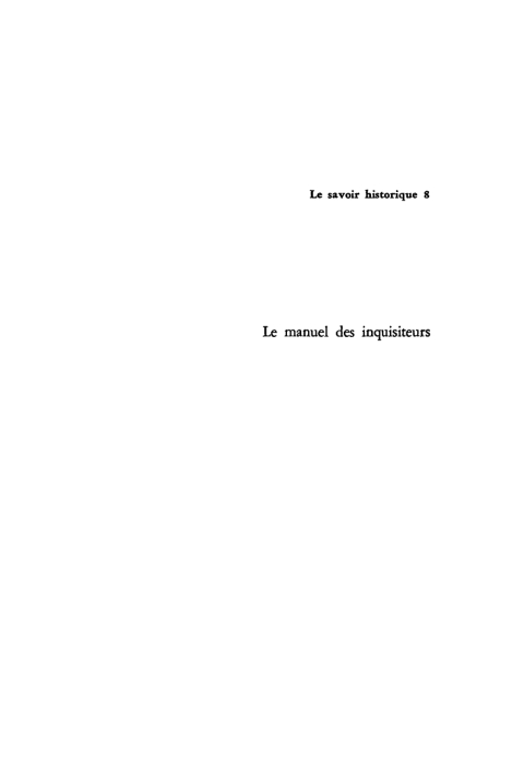 Cover image for book Le manuel des inquisiteurs