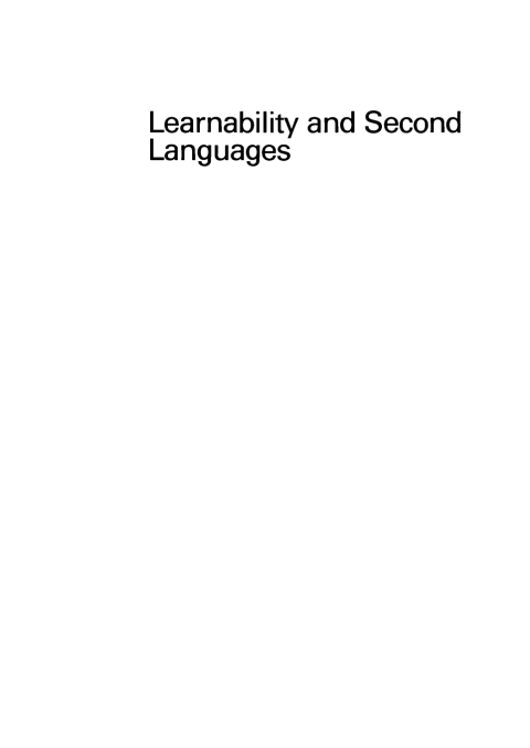 Cover image for book Learnability and second languages