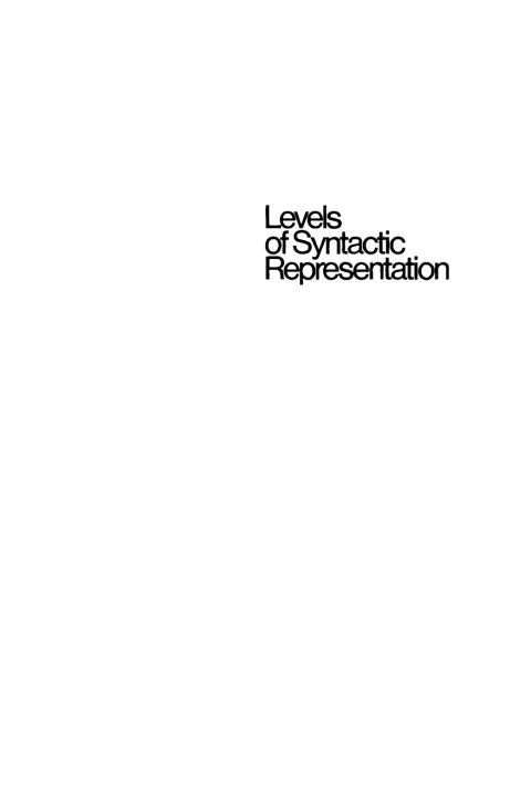 Cover image for book Levels of Syntactic Representation
