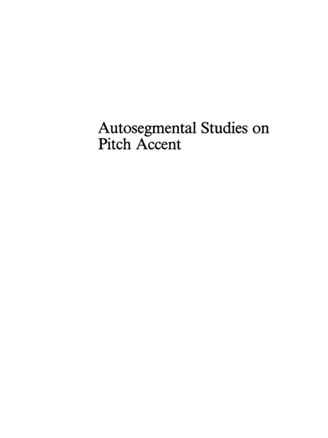 Cover image for book Autosegmental Studies on Pitch Accent