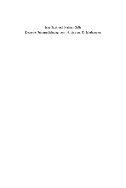 Cover image for book Deutsche Psalmendichtung vom 16. bis zum 20. Jahrhundert