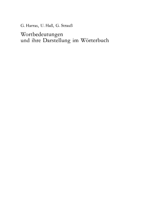 Cover image for book Wortbedeutungen und ihre Darstellung im Wörterbuch