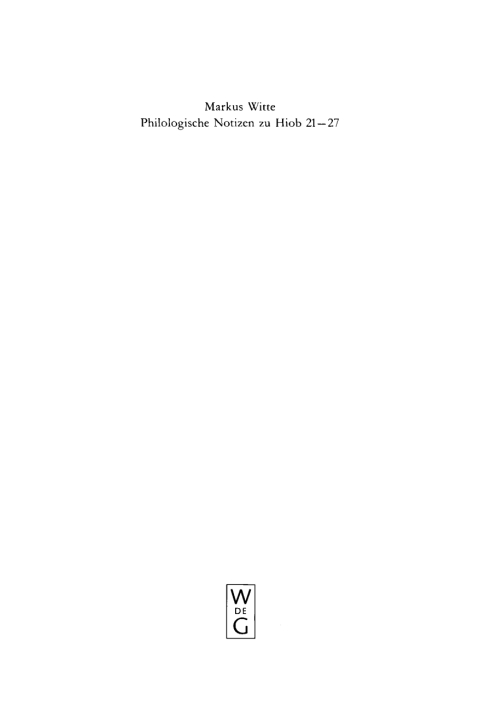 Cover image for book Philologische Notizen zu Hiob 21–27