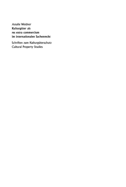 Cover image for book Kulturgüter als res extra commercium im internationalen Sachenrecht