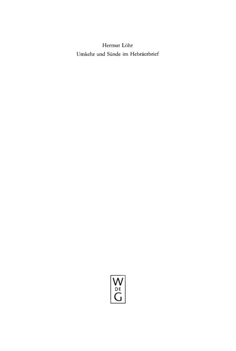 Cover image for book Umkehr und Sünde im Hebräerbrief