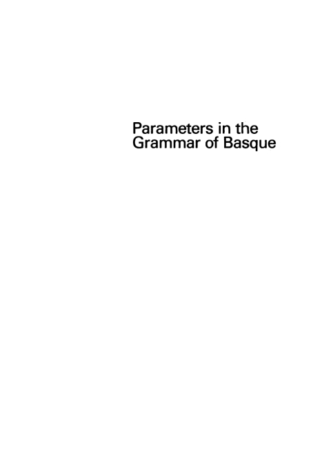 Cover image for book Parameters in the grammar of Basque