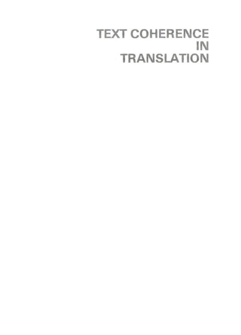 Text Coherence in Translation 