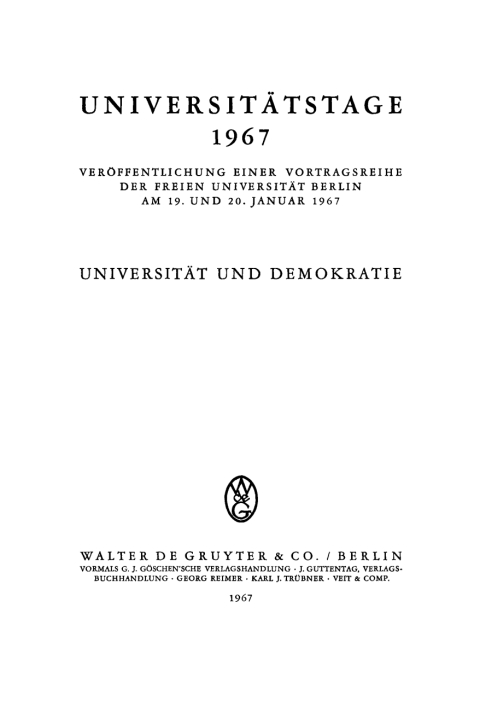 Cover image for book Universität und Demokratie