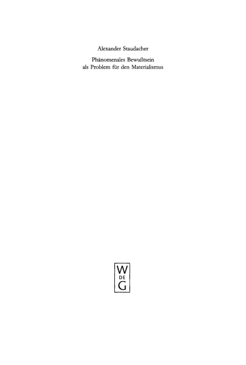 Cover image for book Phänomenales Bewußtsein als Problem für den Materialismus