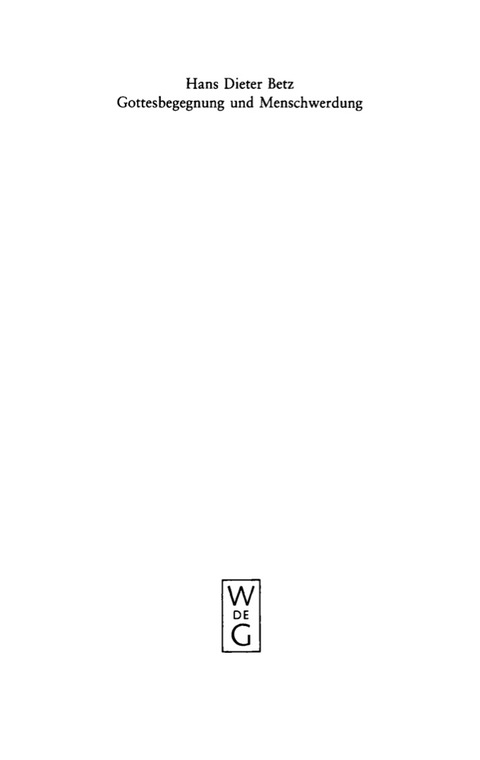 Cover image for book Gottesbegegnung und Menschwerdung