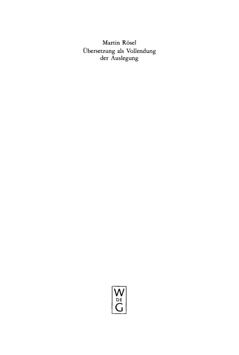 Cover image for book Übersetzung als Vollendung der Auslegung