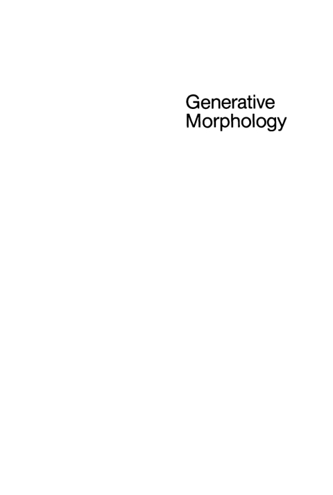Cover image for book Generative Morphology