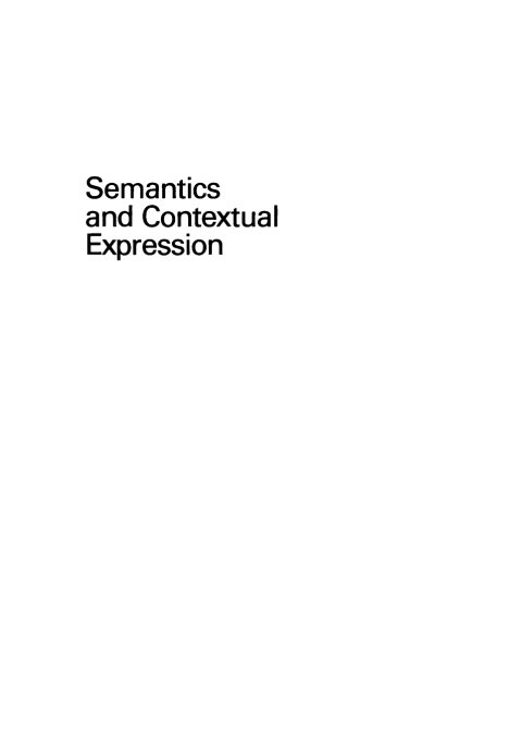 Cover image for book Semantics and Contextual Expression