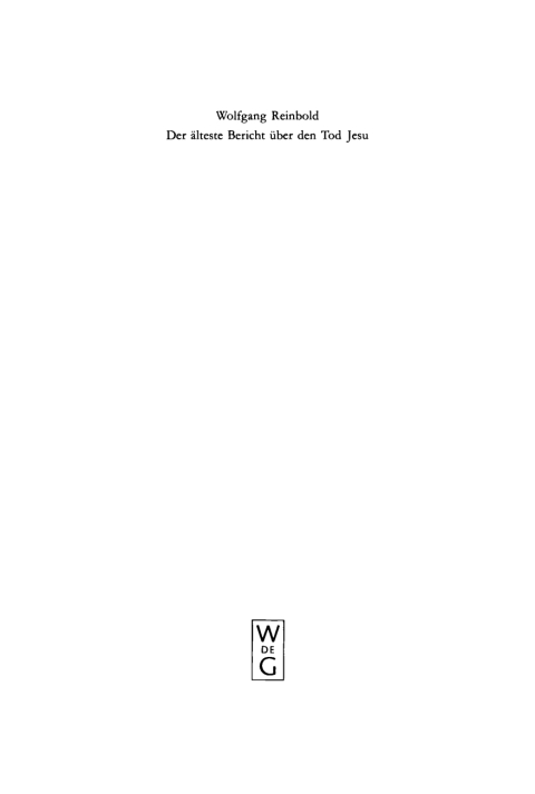 Cover image for book Der älteste Bericht über den Tod Jesu
