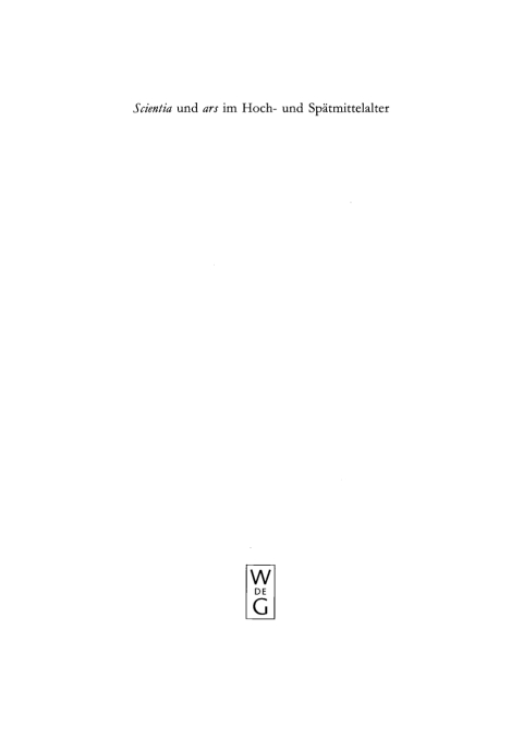 Cover image for book Scientia und ars im Hoch- und Spätmittelalter