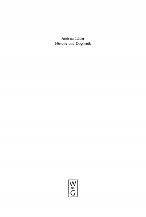 Cover image for book Historie und Dogmatik