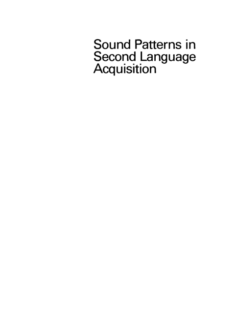 Cover image for book Sound Patterns in Second Language Acquisition