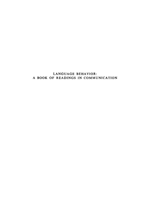 Cover image for book Language Behavior