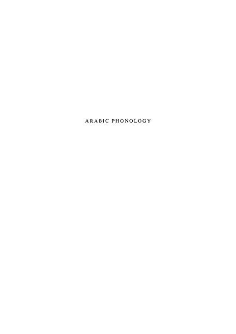 Cover image for book Arabic Phonology
