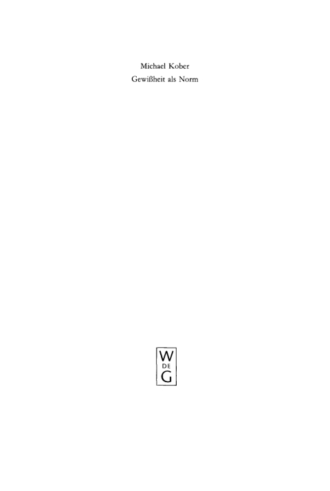 Cover image for book Gewissheit als Norm