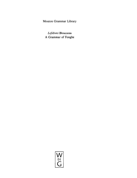 Cover image for book A Grammar of Fongbe