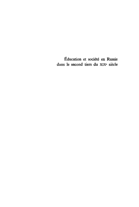 Cover image for book Education et société en Russie dans le second tiers du XIXe siècle
