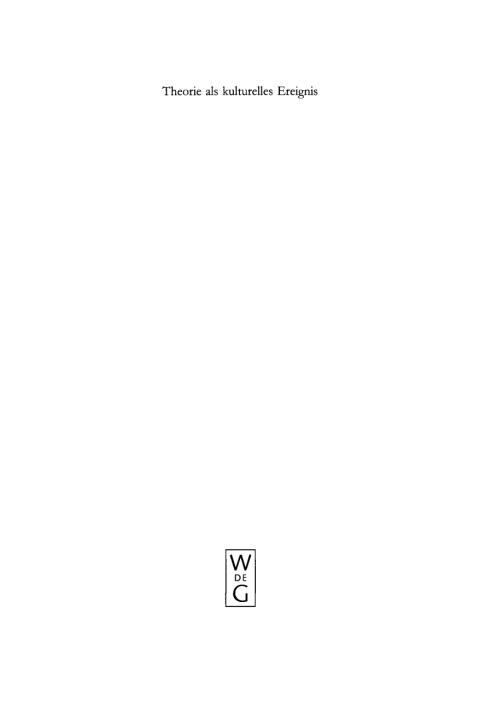 Cover image for book Theorie als kulturelles Ereignis