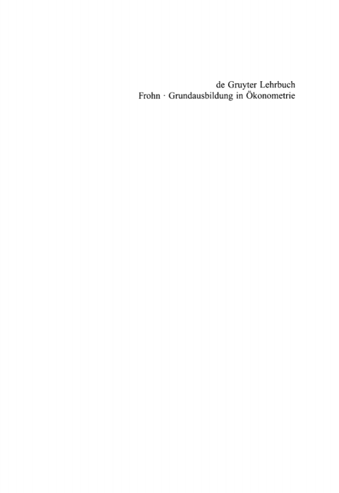 Cover image for book Grundausbildung in Ökonometrie