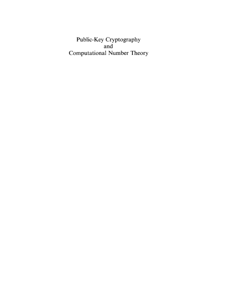 Cover image for book Public-Key Cryptography and Computational Number Theory