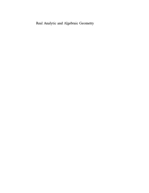 Cover image for book Real Analytic and Algebraic Geometry